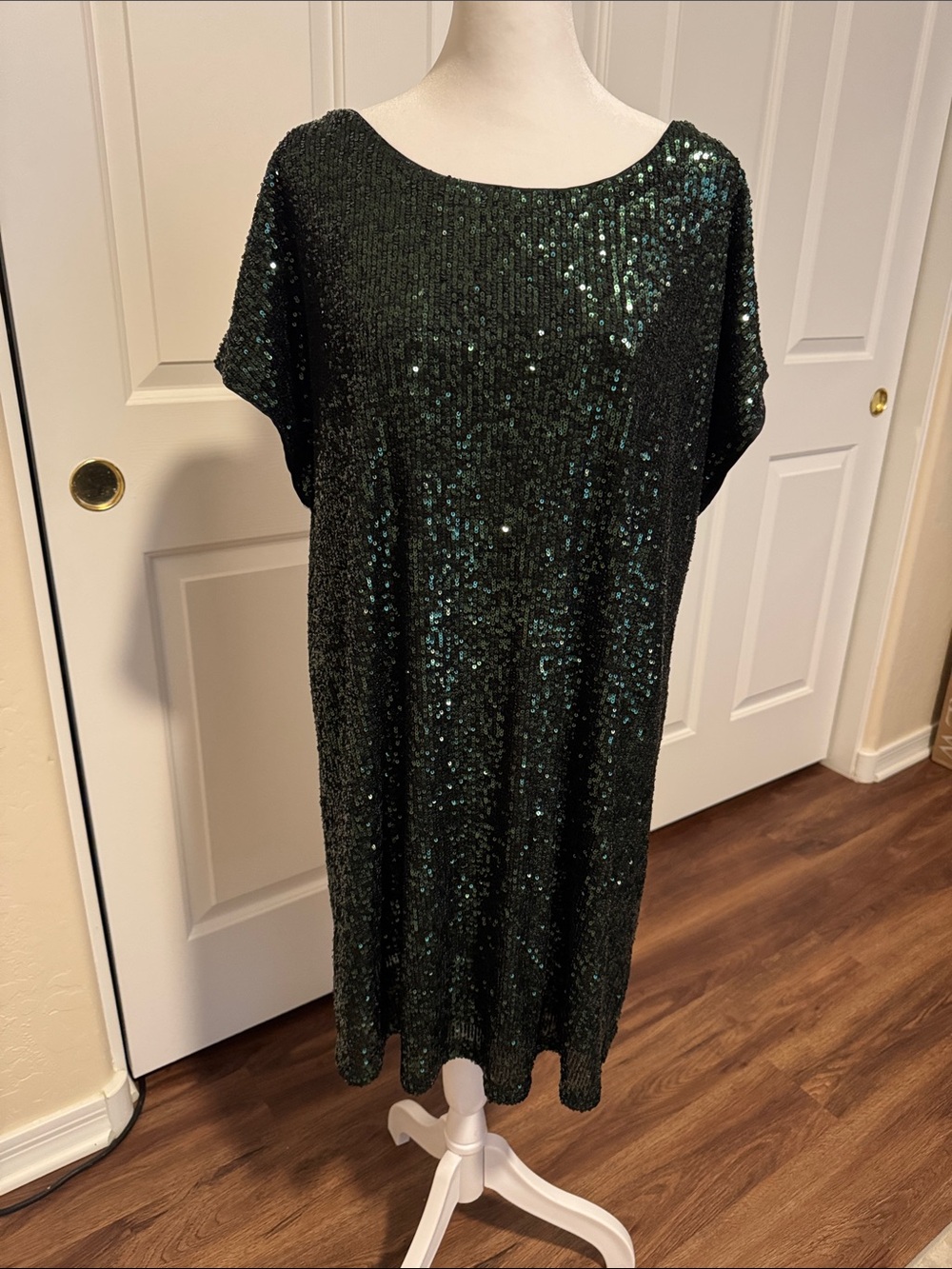Emerald Green Sequin Shift Dress